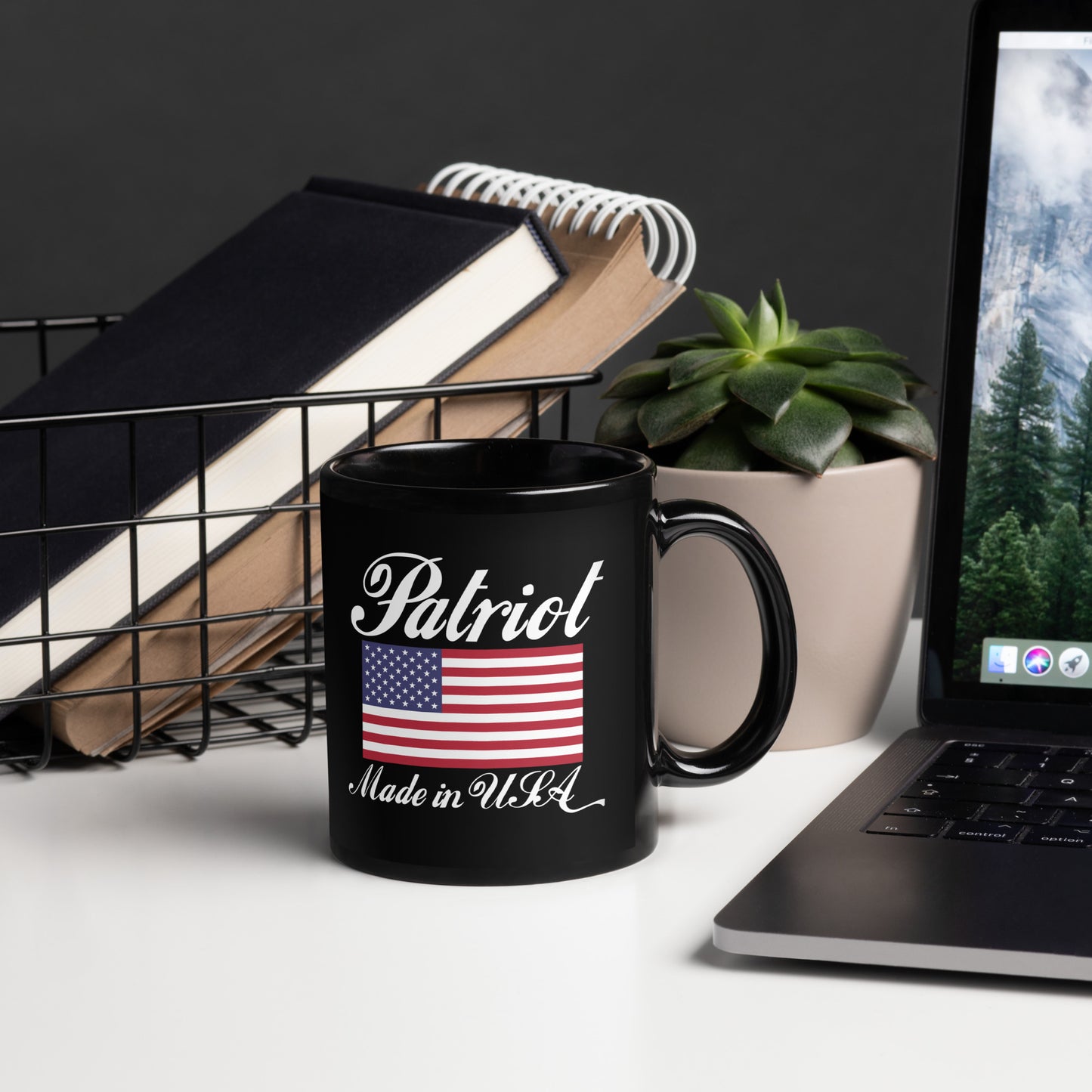 Patriot - Made in USA on Black Glossy Mug